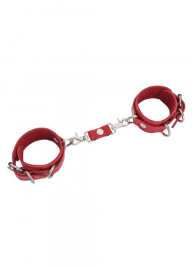 Кожаные наручники красные