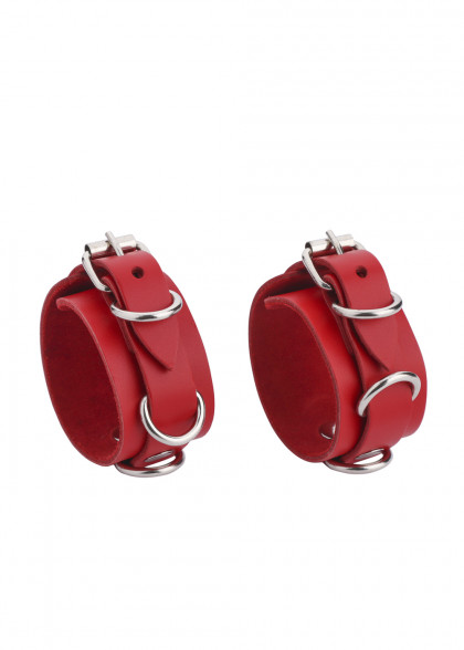 Шкіряні наручники червоні