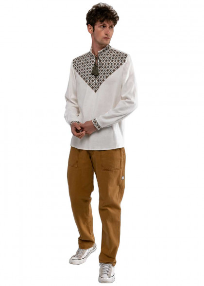 Мужская вышиванка Батурин молочная