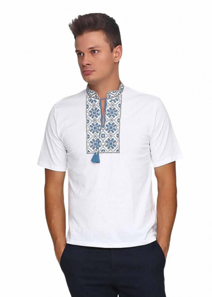 Мужская вышитая футболка белая
