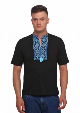 Мужская вышитая футболка чёрная