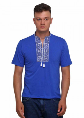 Мужская футболка вышиванка синяя