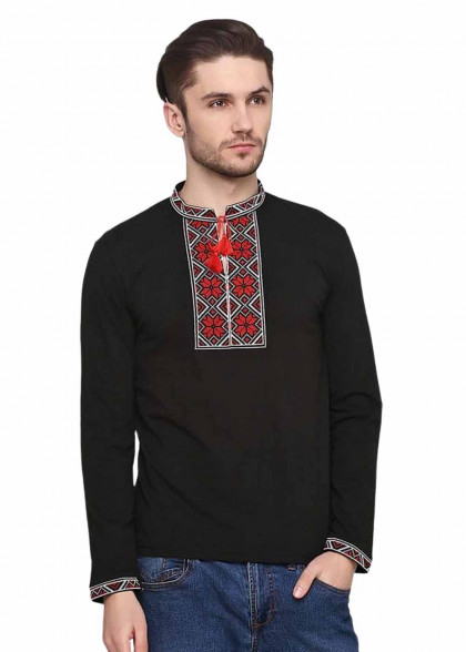 Мужская вышиванка черная Народная