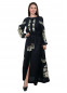 Вышитое платье черное длинное, 250163, размеры XS, S, M, L, XL, 2XL
