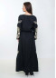Вышитое платье черное длинное, 250163, размеры XS, S, M, L, XL, 2XL