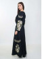 Вышитое платье черное длинное, 250163, размеры XS, S, M, L, XL, 2XL