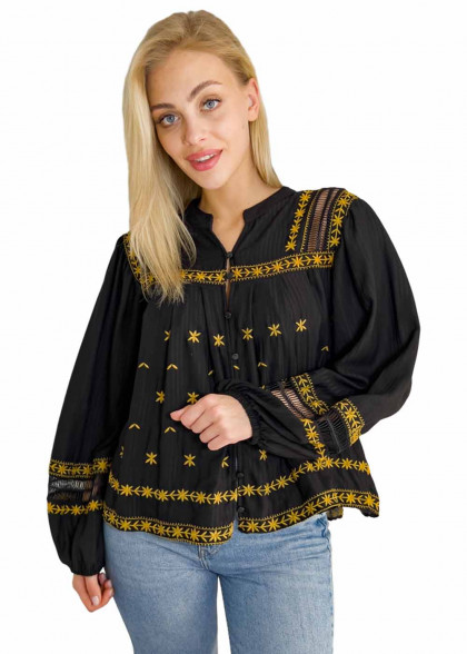 Вышиванка женская чёрная Зореслава
