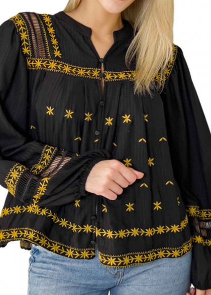 Вышиванка женская чёрная Зореслава