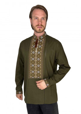Вышиванка мужская зеленая