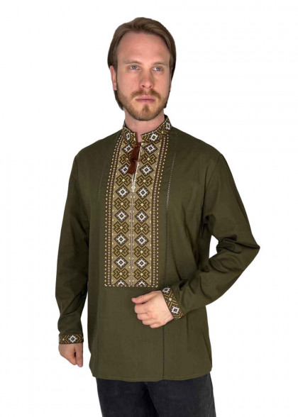 Вышиванка мужская зеленая