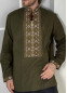 Вышиванка мужская зеленая, 280110, размеры S, M, L, XL, 2XL
