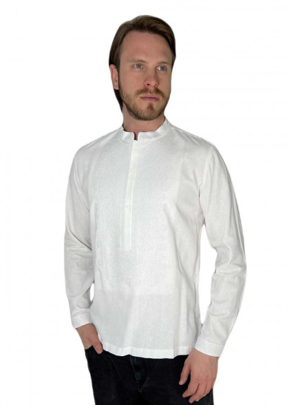 Мужская вышиванка белая по белому