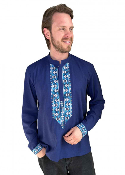 Вышиванка мужская синяя Влас