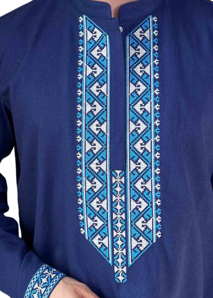 Вышиванка мужская синяя Влас