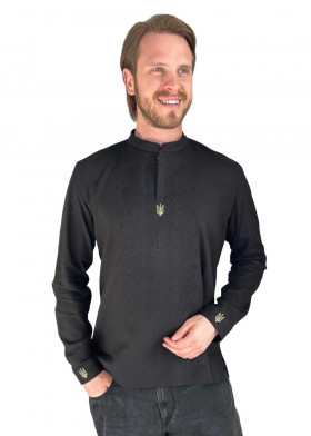 Мужская вышиванка черная по черному