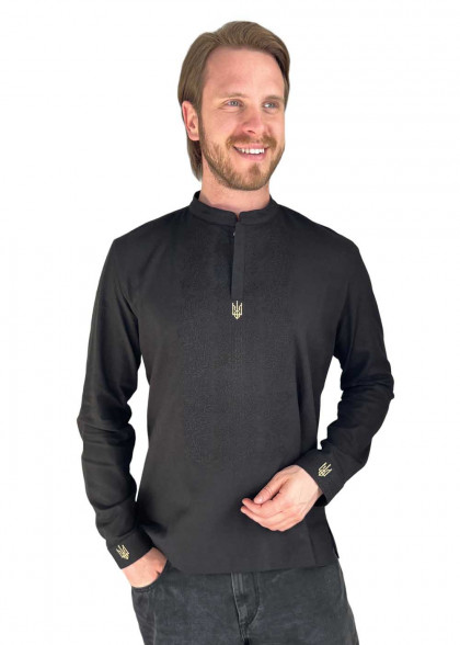 Мужская вышиванка черная по черному