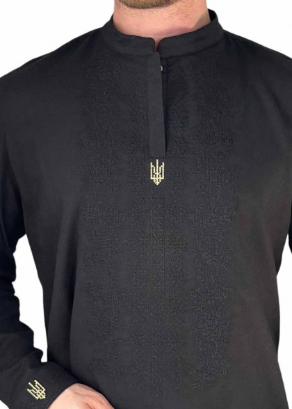 Мужская вышиванка черная по черному