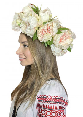 Украинский венок на голову Пионы