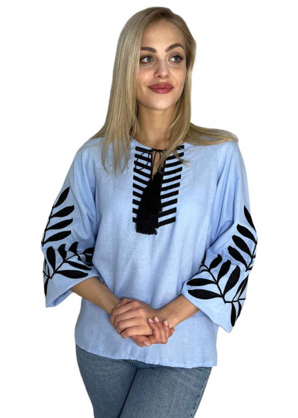 Вышиванка женская Папороть голубая