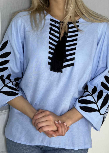 Вышиванка женская Папороть голубая