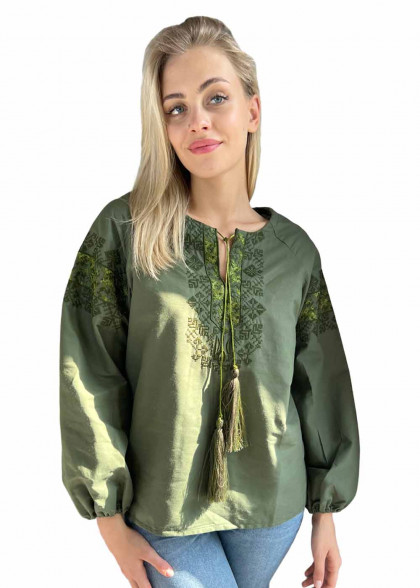 Вышиванка женская Победа хаки