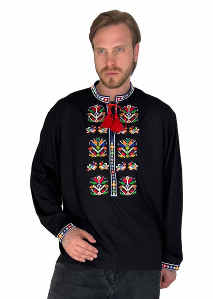 Вышиванка мужская чёрная Подолян