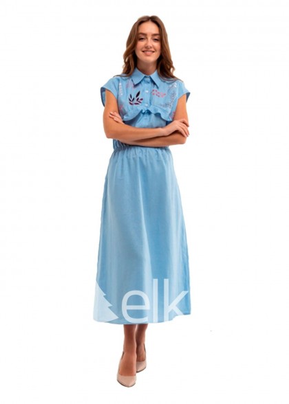 Платье вышиванка Голубое Соцветие