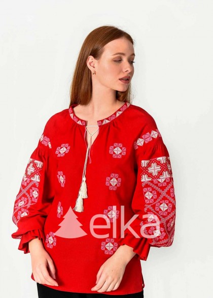 Embroidered shirt Zorya burgundy