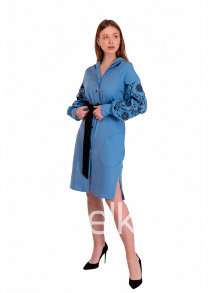 Платье вышиванка Голубая Рута