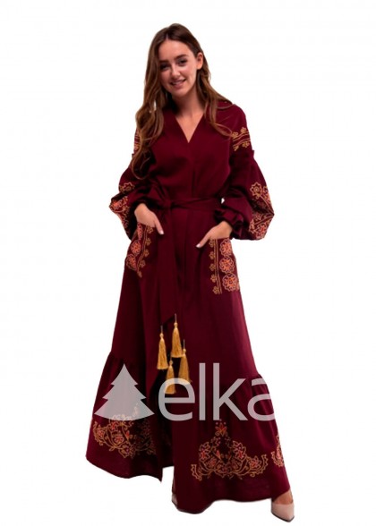 Платье вышиванка Дикая вишня