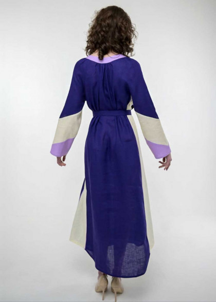 Вышитое платье Луга фиолет