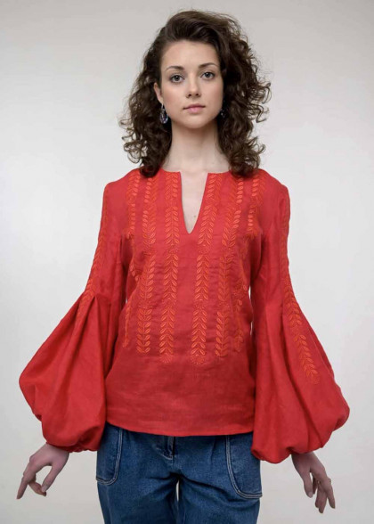 Вышитая блуза Струмивка красная