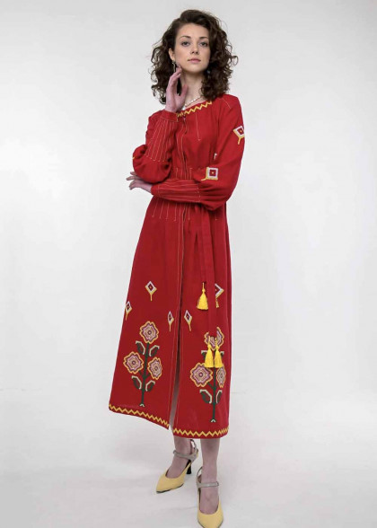 Вышитое платье Меланка красное