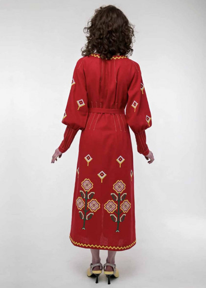 Вышитое платье Меланка красное