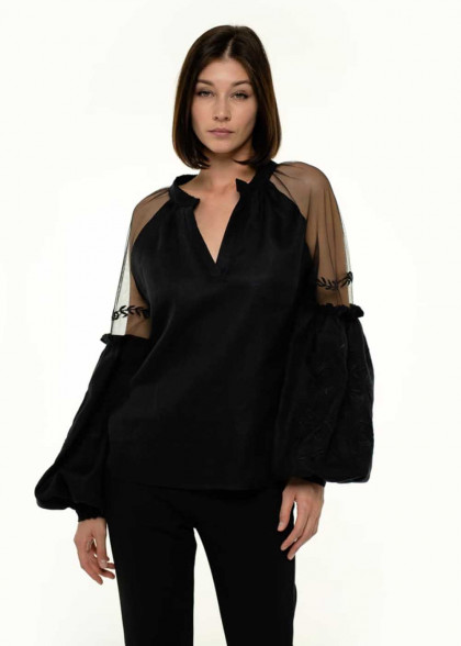 Вышитая блуза Марево черная