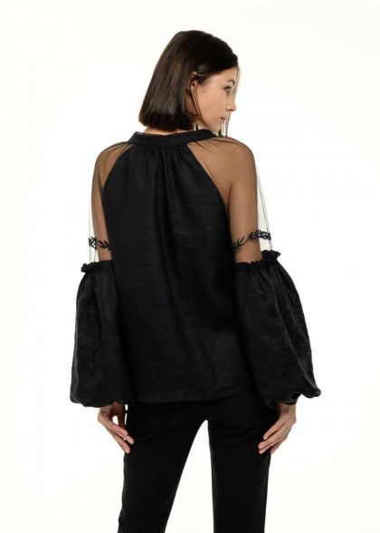 Вышитая блуза Марево черная