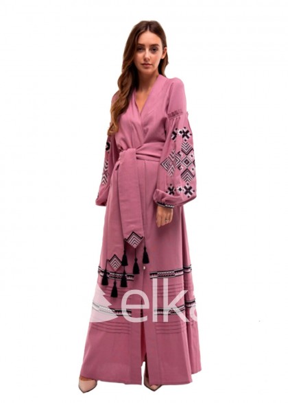 Розовое платье вышиванка Ромбы Косач