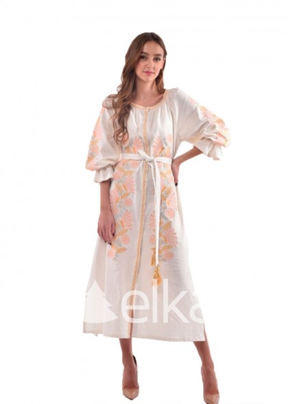 Платье вышиванка Муза белое