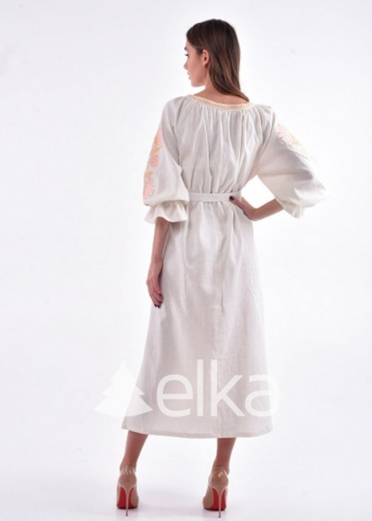 Платье вышиванка Муза белое