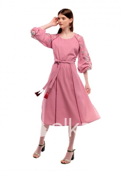 Платье вышиванка Ясочка розовое