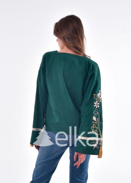 Female dark green embroidered shirt
