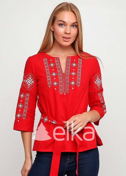 Embroidered shirt Tradition red