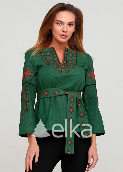 Embroidered shirt Tradition khaki