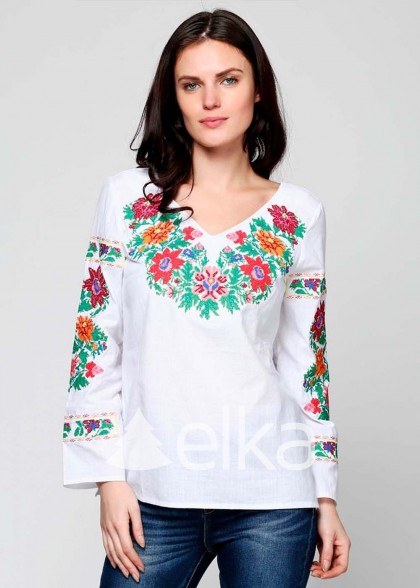 Embroidered shirt female Floral wreath