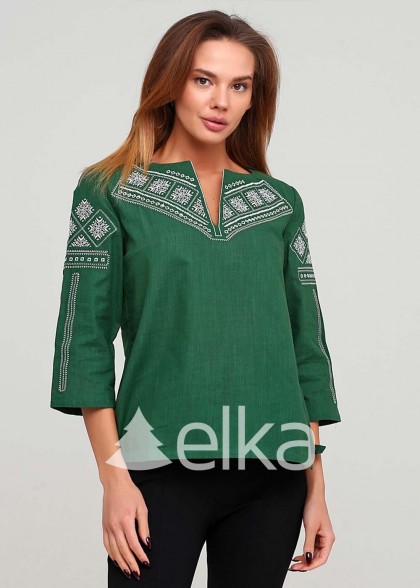 Women green embroidery