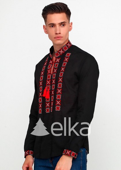 Чоловіча вишиванка чорна Зорі