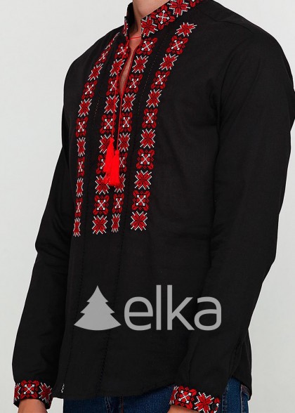 Чоловіча вишиванка чорна Зорі