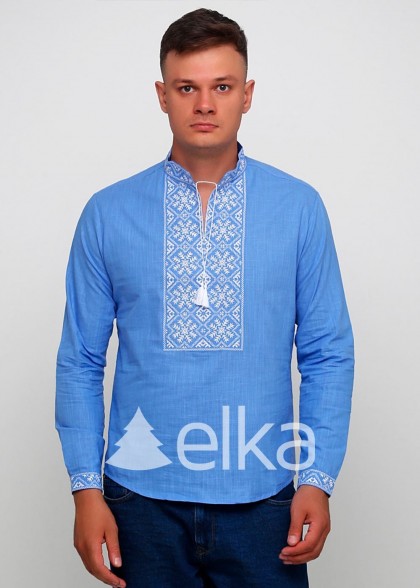 Мужская вышиванка Полтавская голубая