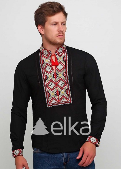 Мужская вышиванка черная Оберег