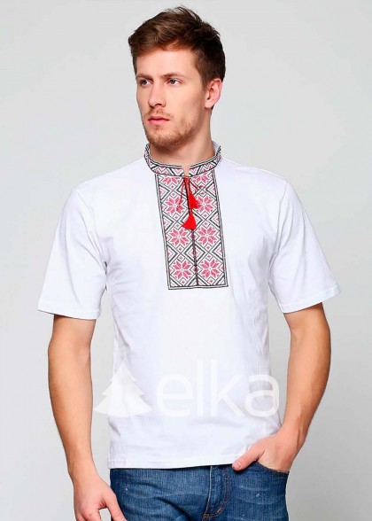 Мужская вышитая футболка Народная белая
